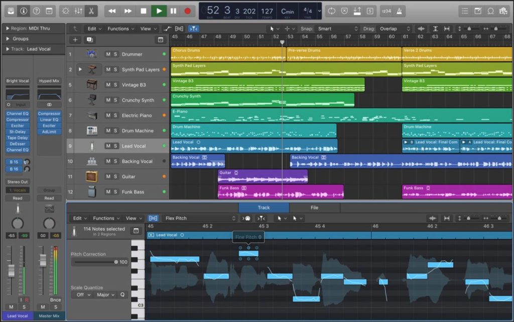 Example of a music software interface - Logic Pro